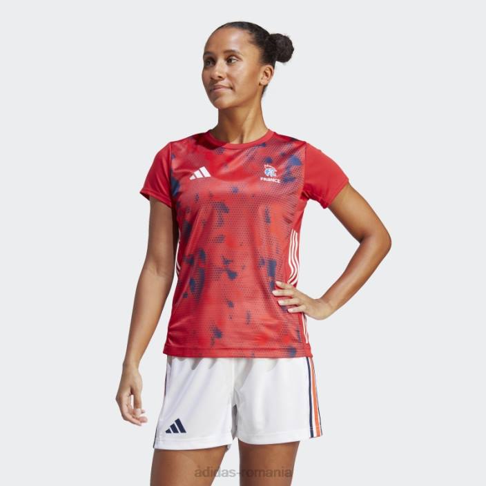 Adidas tricou roșu de handbal Franța femei rosu alb 2JBN17411