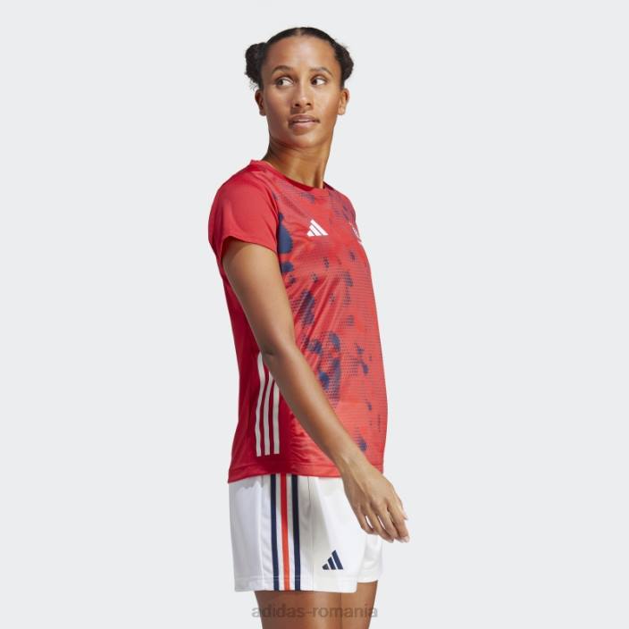 Adidas tricou roșu de handbal Franța femei rosu alb 2JBN17411