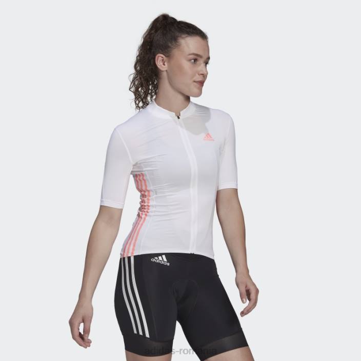 Adidas tricoul de ciclism cu mânecă scurtă alb adidas femei alb/roșu acid 2JBN2751