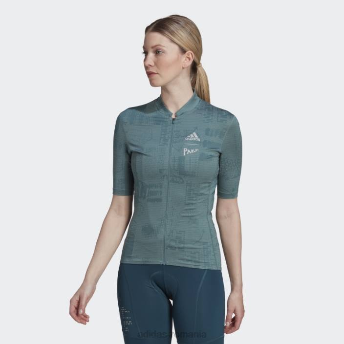 Adidas tricoul de ciclism cu mânecă scurtă parley hazy emerald femei smarald neclar 2JBN2737