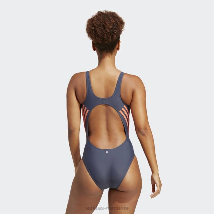 Adidas Costum de baie 3 dungi bleumarin fierbinte femei bleumarin/coral 2JBN16638