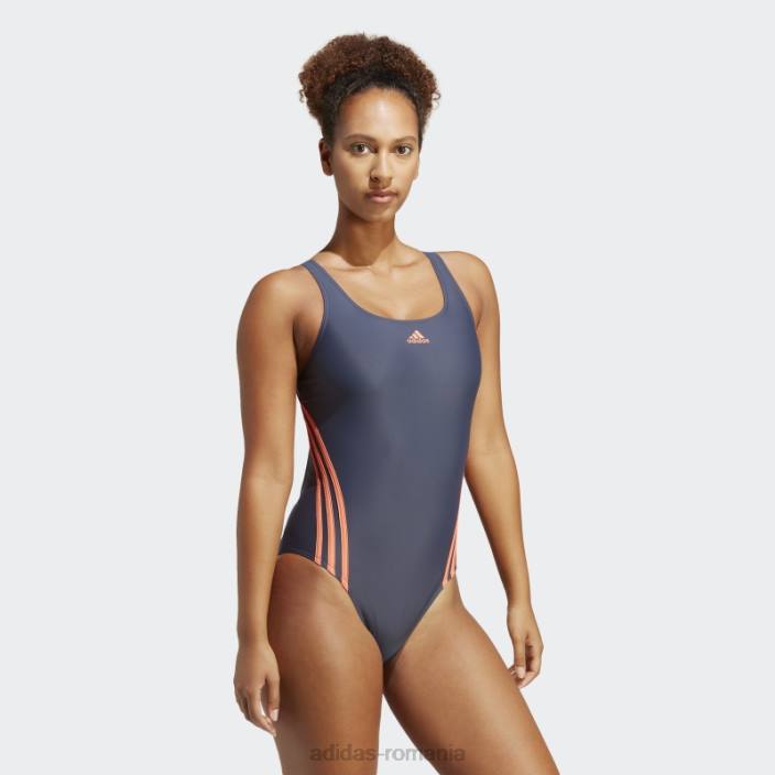 Adidas Costum de baie 3 dungi bleumarin fierbinte femei bleumarin/coral 2JBN16638