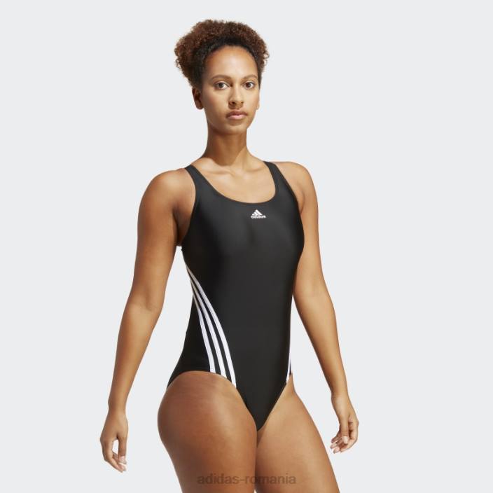 Adidas Costum de baie cu 3 dungi negru fierbinte femei alb negru 2JBN16398