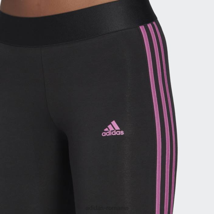 Adidas Esențial pentru îmbrăcămintea neagră, jambiere cu 3 dungi femei negru/liliac 2JBN9406