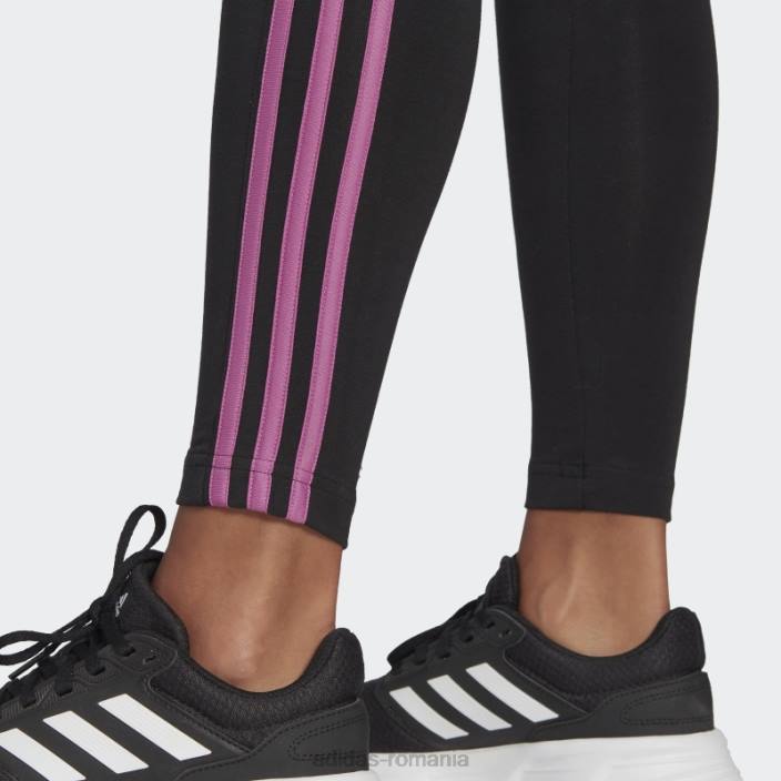 Adidas Esențial pentru îmbrăcămintea neagră, jambiere cu 3 dungi femei negru/liliac 2JBN9406