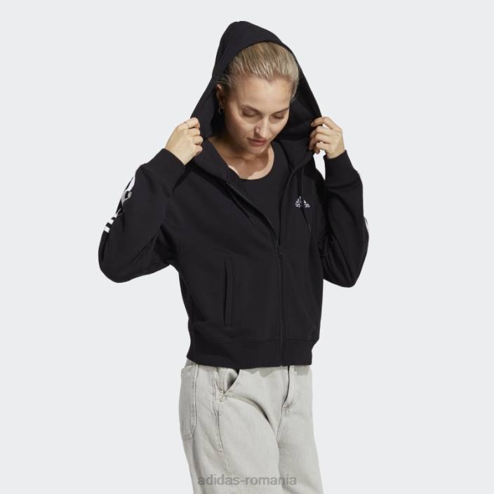 Adidas Essential 3-stripes French Terry Bomber hanorac cu fermoar complet negru adidas femei alb negru 2JBN16686