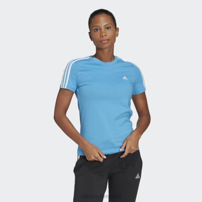 Adidas Essentials tricou subțire cu 3 dungi albastru adidas femei albastru alb 2JBN8910