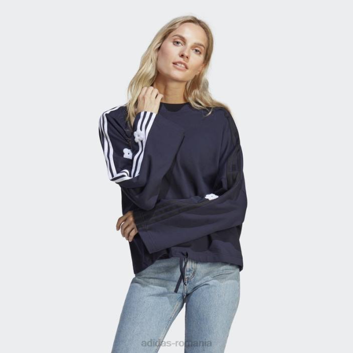 Adidas Hanorac cu 3 dungi cu cerneală pete flori de chenilie femei cerneală 2JBN9301