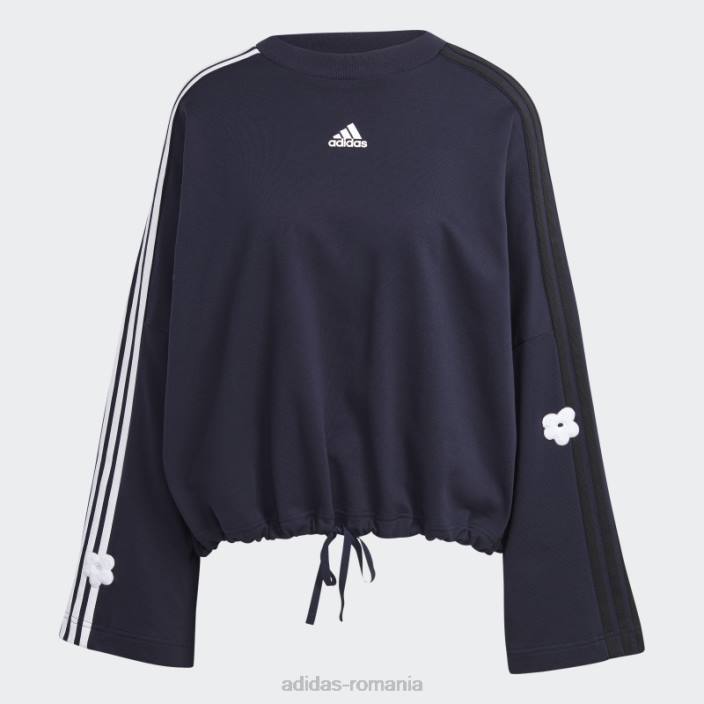 Adidas Hanorac cu 3 dungi cu cerneală pete flori de chenilie femei cerneală 2JBN9301