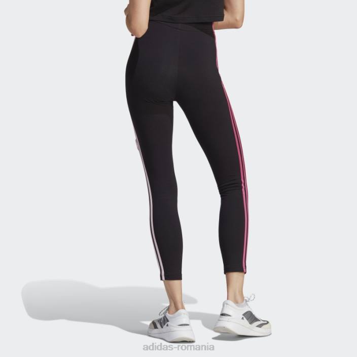 Adidas Jambiere de bumbac cu talie înaltă, negre, cu trei dungi adidas, cu flori de chenilie femei negru 2JBN9315