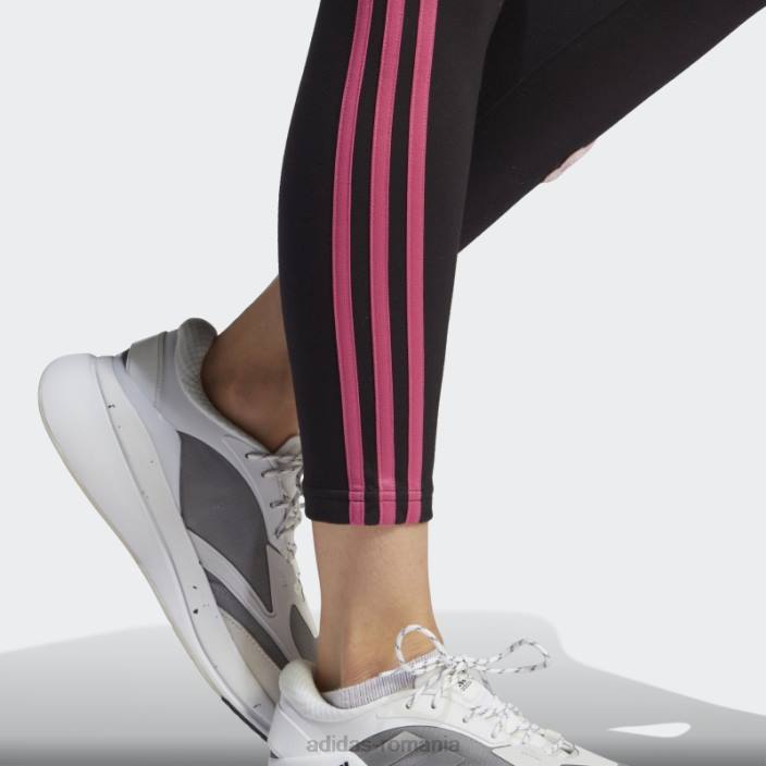 Adidas Jambiere de bumbac cu talie înaltă, negre, cu trei dungi adidas, cu flori de chenilie femei negru 2JBN9315