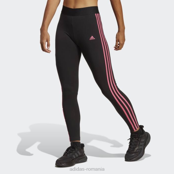 Adidas Leggings negru adidas cu 3 dungi femei negru/magenta 2JBN16542