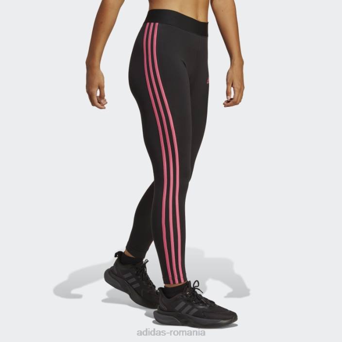 Adidas Leggings negru adidas cu 3 dungi femei negru/magenta 2JBN16542