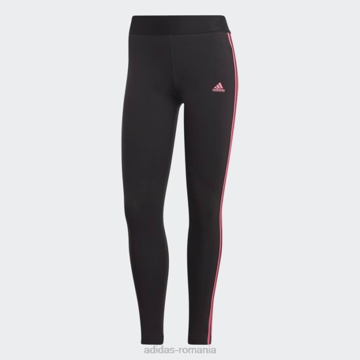 Adidas Leggings negru adidas cu 3 dungi femei negru/magenta 2JBN16542