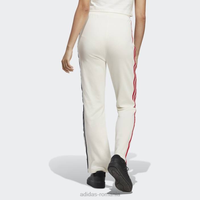 Adidas Pantaloni de jogging albi cu 3 dungi cu talie înaltă, cu flori de chenilie, adidas femei alb 2JBN9543
