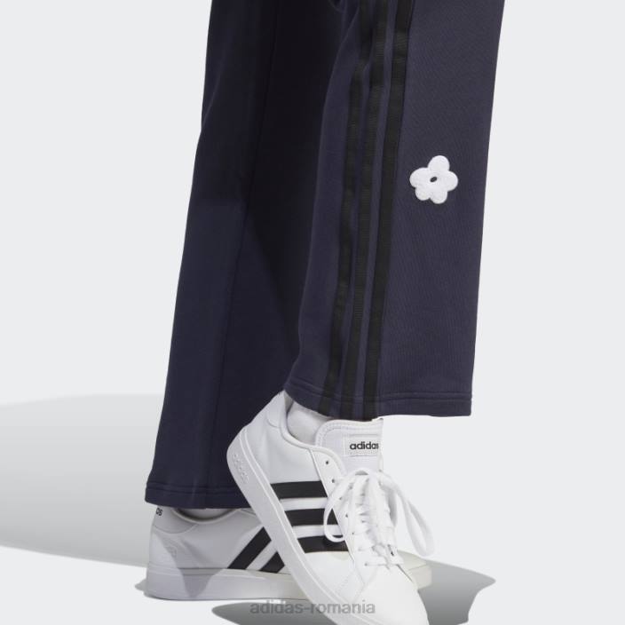 Adidas Pantaloni de jogging cu talie înaltă cu 3 dungi, cu cerneală cu pete de chenilie femei cerneală 2JBN9523