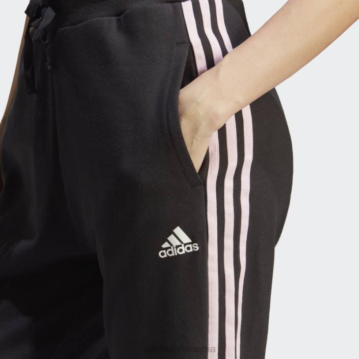 Adidas Pantaloni de jogging cu talie înaltă cu 3 dungi, cu flori de chenilie, negru adidas femei negru 2JBN9492