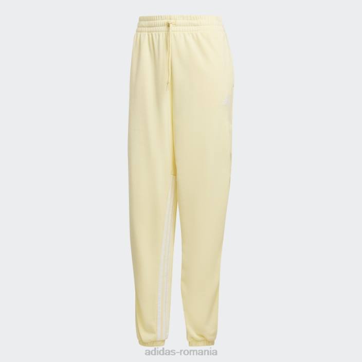 Adidas Pantaloni de jogging supradimensionați hyperglam cu 3 dungi, cu fermoare laterale, galbeni adidas femei galben/alb 2JBN8982