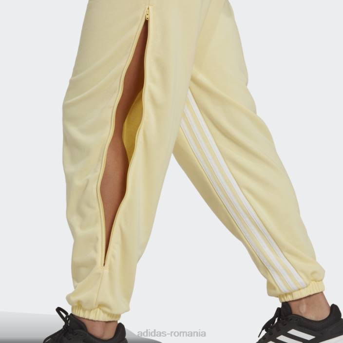 Adidas Pantaloni de jogging supradimensionați hyperglam cu 3 dungi, cu fermoare laterale, galbeni adidas femei galben/alb 2JBN8982