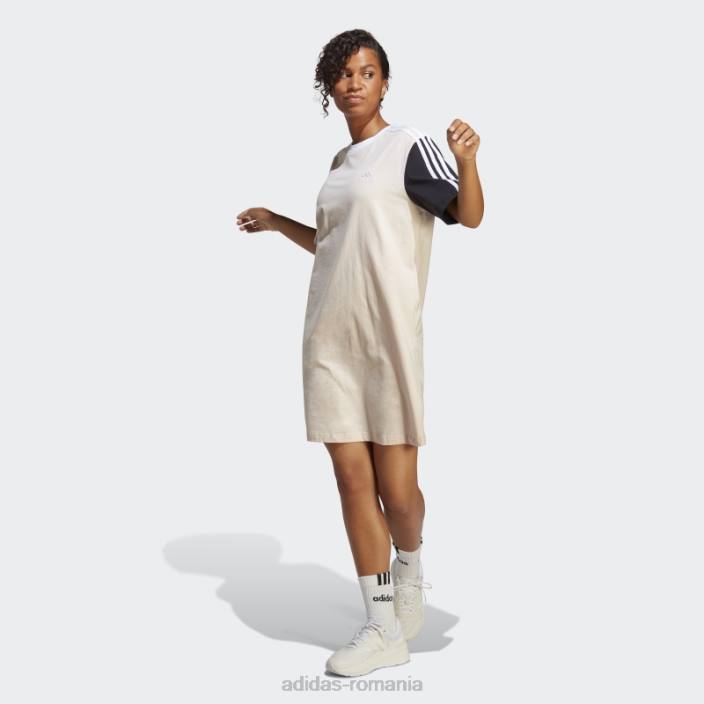 Adidas Quartz essentials 3 dungi rochie boyfriend tricou dintr-un singur tricou adidas femei cuarț/negru/gri/alb 2JBN16443
