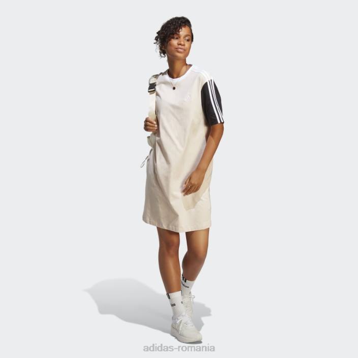 Adidas Quartz essentials 3 dungi rochie boyfriend tricou dintr-un singur tricou adidas femei cuarț/negru/gri/alb 2JBN16443