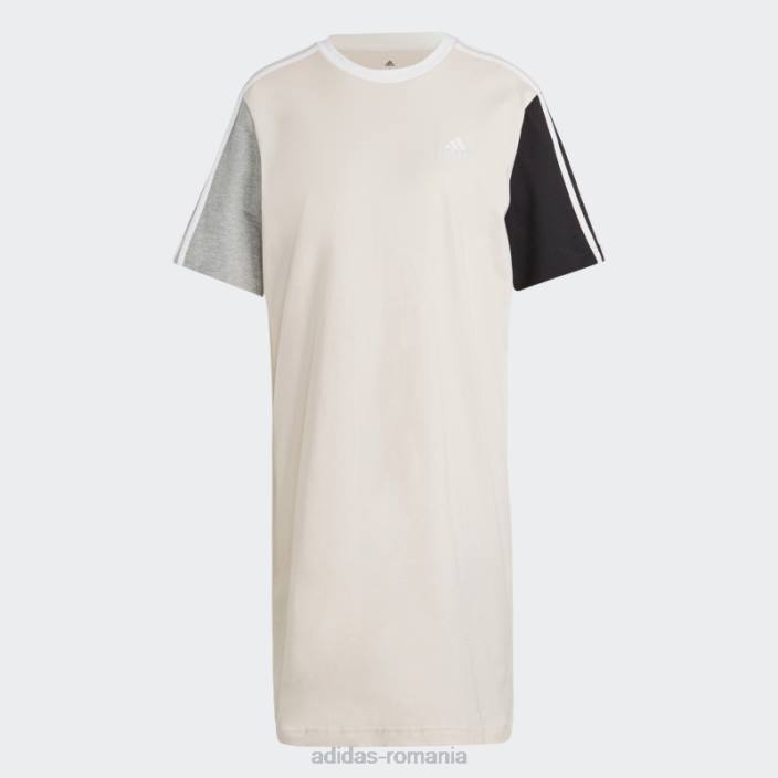 Adidas Quartz essentials 3 dungi rochie boyfriend tricou dintr-un singur tricou adidas femei cuarț/negru/gri/alb 2JBN16443