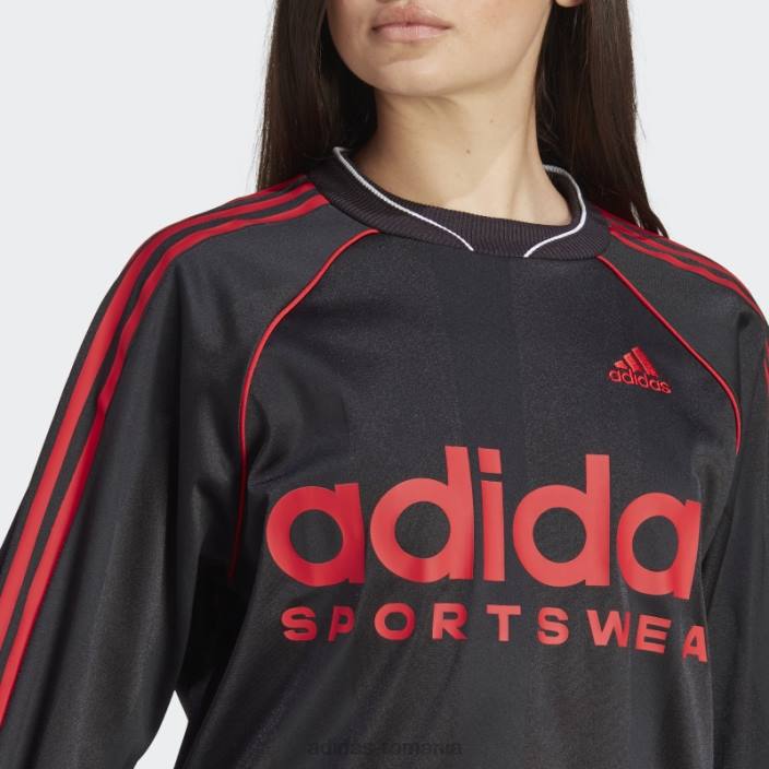 Adidas Top cu mânecă lungă din jacquard, negru femei alb negru 2JBN16982