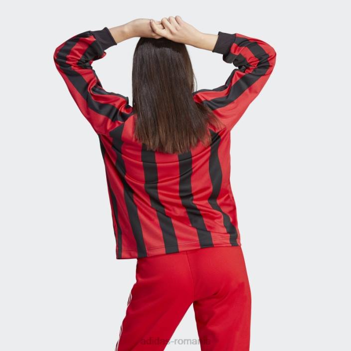 Adidas Top cu mânecă lungă din jacquard, negru femei negru/stacojiu/alb 2JBN16957