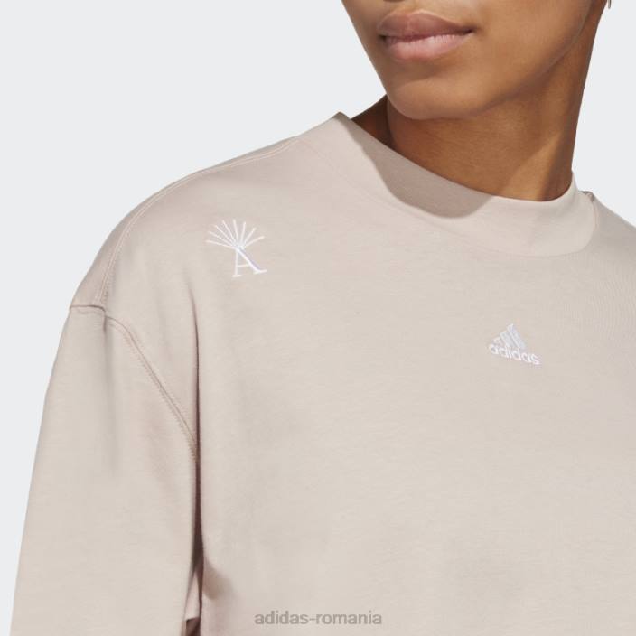 Adidas Tricou boyfriend cu cristale vindecătoare inspirate de grafică taupe femei taupe/alb 2JBN9194