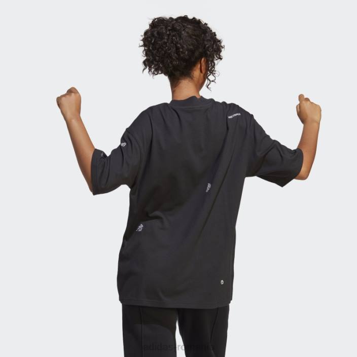 Adidas Tricou boyfriend cu cristale vindecătoare, negru inspirat de grafică femei alb negru 2JBN9091