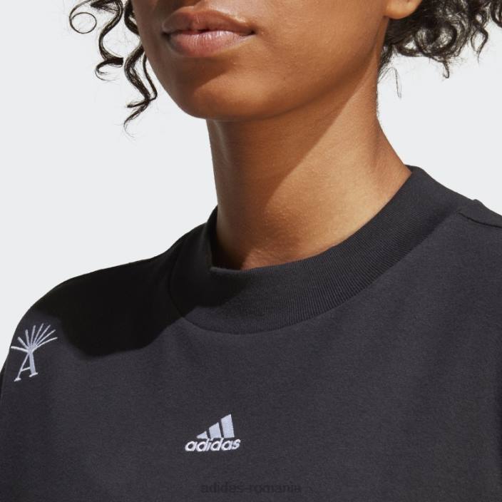 Adidas Tricou boyfriend cu cristale vindecătoare, negru inspirat de grafică femei alb negru 2JBN9091