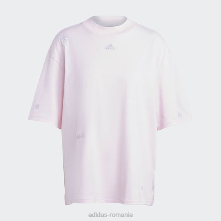 Adidas Tricou boyfriend cu cristale vindecatoare inspirate de grafica roz femei zori roz/argintii 2JBN2402