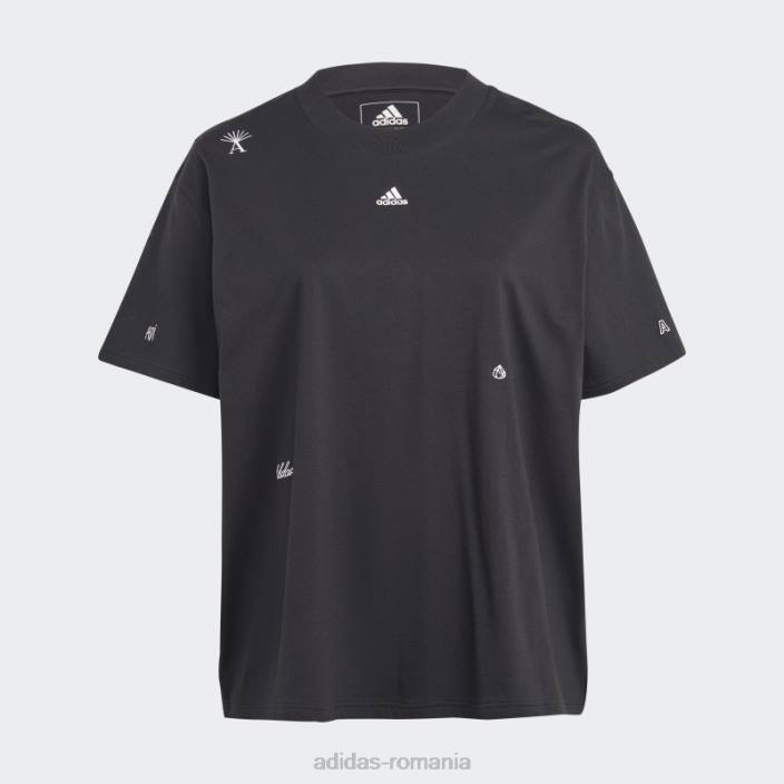 Adidas Tricou boyfriend cu grafică inspirată de cristale vindecătoare (plus mărime) negru adidas femei alb negru 2JBN9156