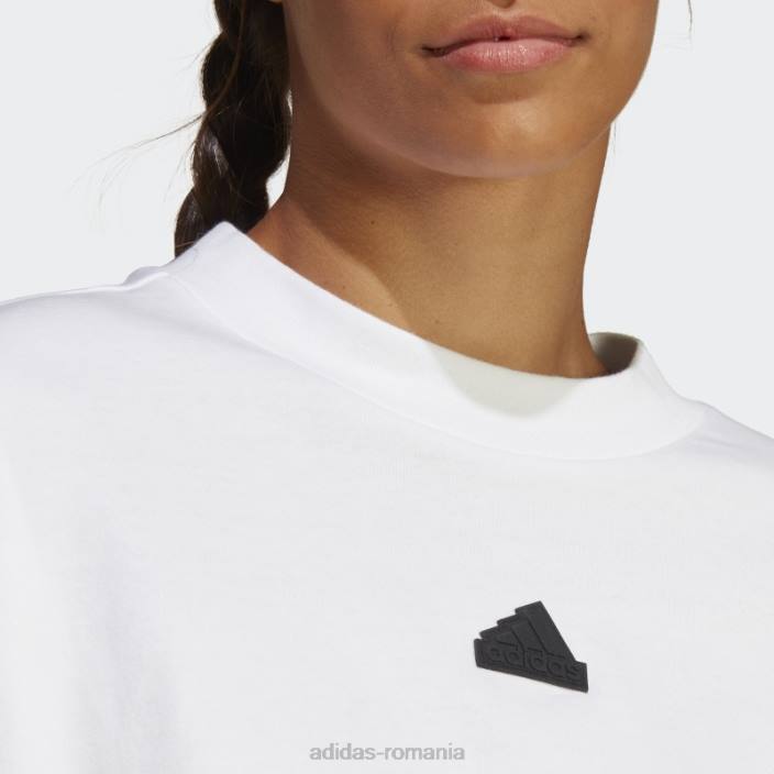 Adidas Tricou cu 3 dungi alb cu icoane ale viitorului elegant adidas femei alb 2JBN2337