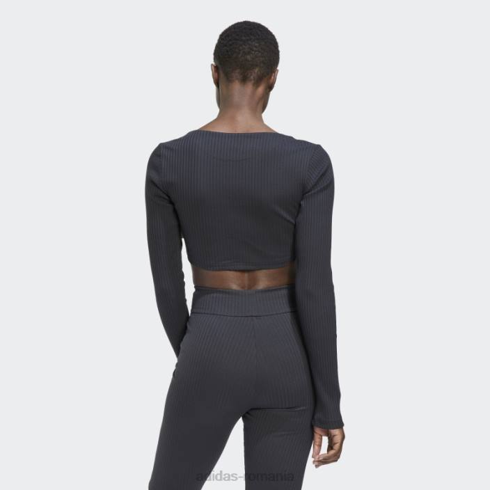 Adidas Tricou cu mânecă lungă decupată din carbon studio lounge femei carbon 2JBN3160