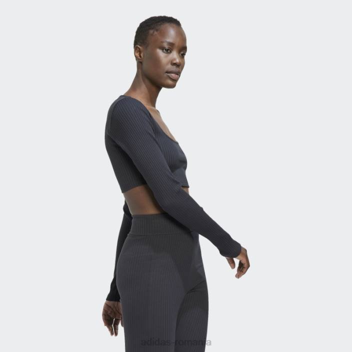Adidas Tricou cu mânecă lungă decupată din carbon studio lounge femei carbon 2JBN3160