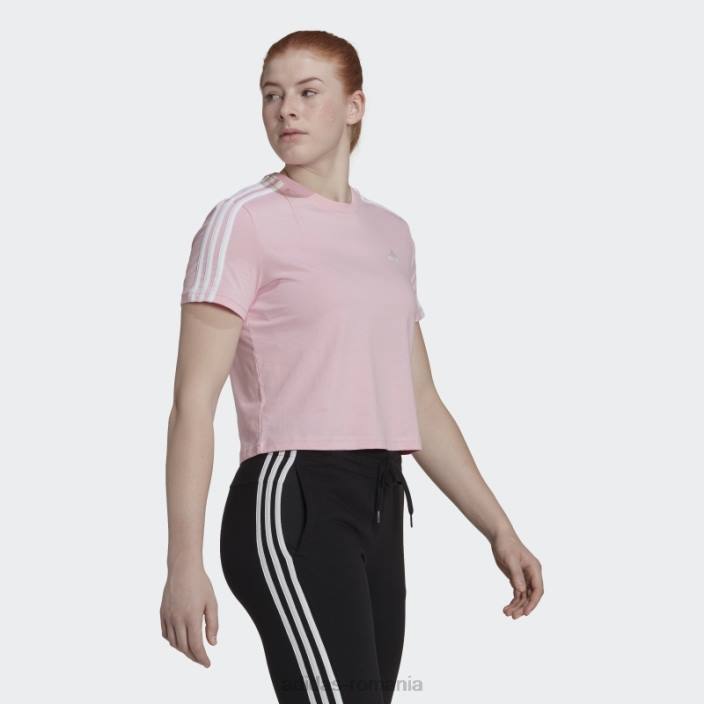 Adidas Tricou decupat cu 3 dungi True Pink essentials femei roz/alb adevărat 2JBN9083