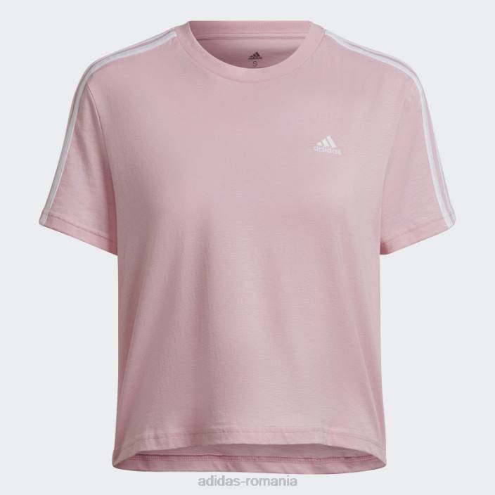 Adidas Tricou decupat cu 3 dungi True Pink essentials femei roz/alb adevărat 2JBN9083