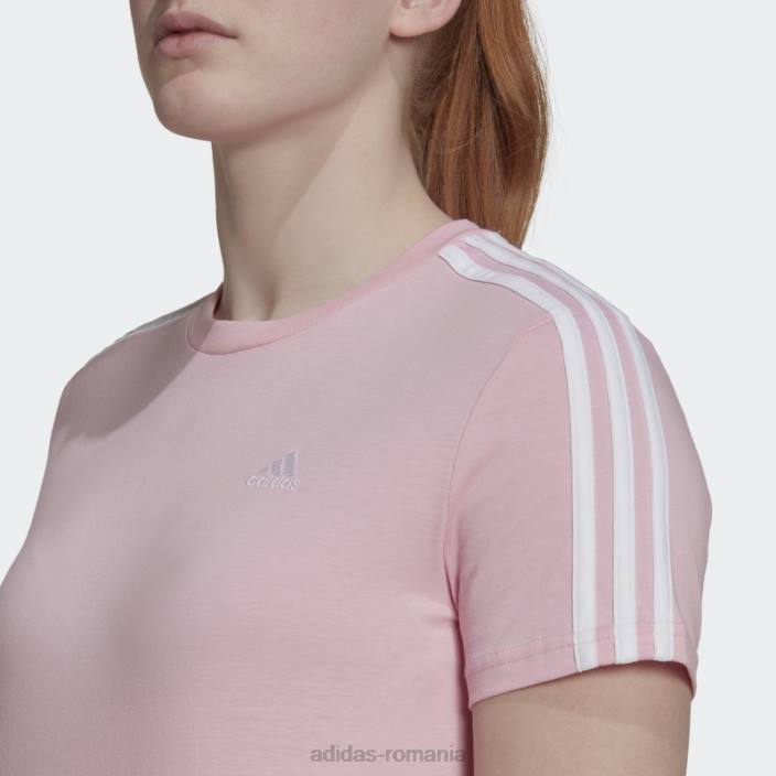 Adidas Tricou decupat cu 3 dungi True Pink essentials femei roz/alb adevărat 2JBN9083