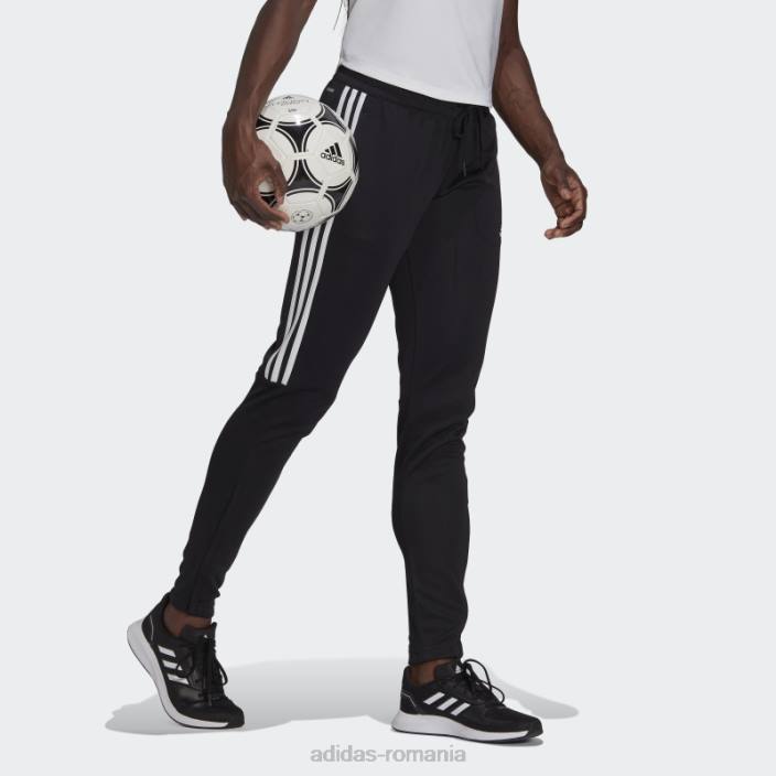 Adidas aeroready sereno cut 3 dungi pantaloni slim conici negri femei alb negru 2JBN9020