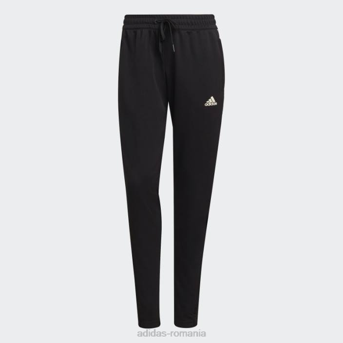 Adidas aeroready sereno cut 3 dungi pantaloni slim conici negri femei alb negru 2JBN9020