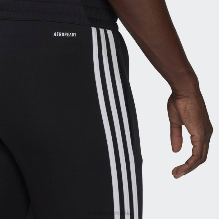 Adidas aeroready sereno cut 3 dungi pantaloni slim conici negri femei alb negru 2JBN9020