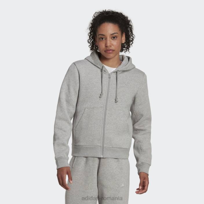 Adidas all szn fleece hanorac cu fermoar complet gri mediu fashion femei gri mediu 2JBN10129