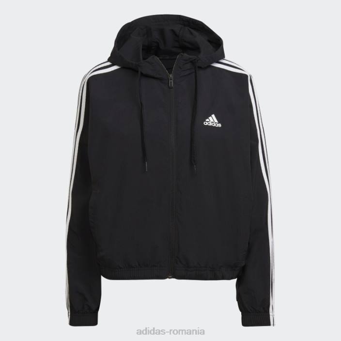 Adidas blăc de vânt cu sigla cu repetare esențială, negru femei alb negru 2JBN10280