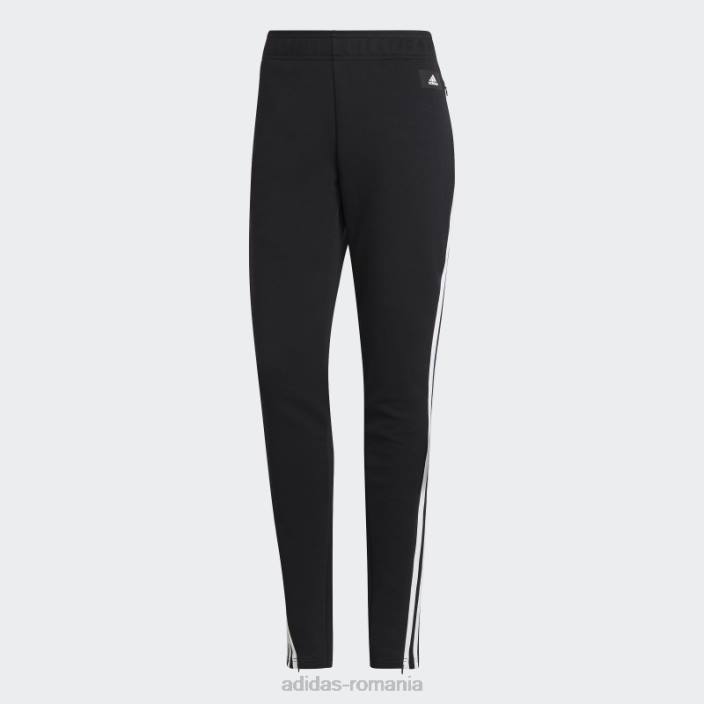 Adidas black future icons pantaloni skinny cu 3 dungi femei negru 2JBN10673