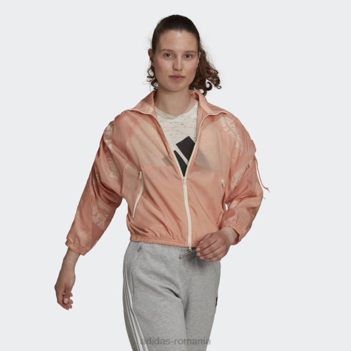 Adidas blush ambiental îmbrăcăminte sport țesut jachetă ușoară modă femei fard ambiental 2JBN3249