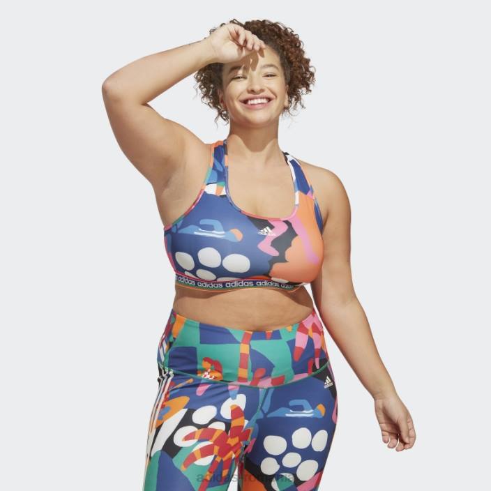 Adidas bold green x farm rio sutien mediu susținere (plus mărime) fashion femei verde îndrăzneț/stacojiu 2JBN9886