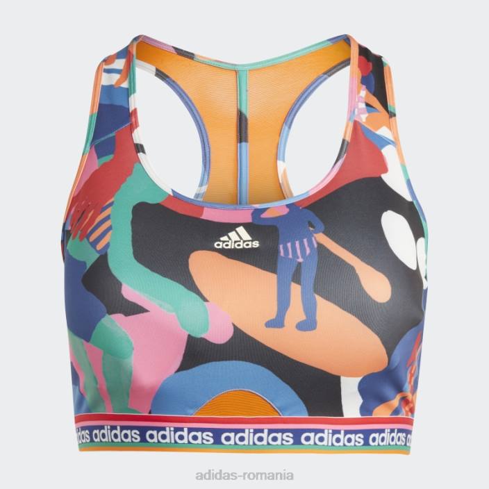 Adidas bold green x farm rio sutien mediu susținere (plus mărime) fashion femei verde îndrăzneț/stacojiu 2JBN9886