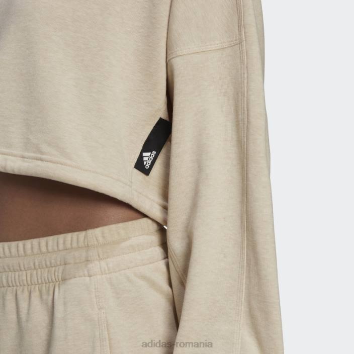 Adidas botanic bej mel sportswear studio lounge summer crew hanorac fierbinte femei bej botanic mel 2JBN10640
