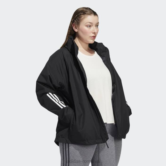 Adidas bsc 3-stripes rain.rdy sacou (plus size) negru femei negru 2JBN17257